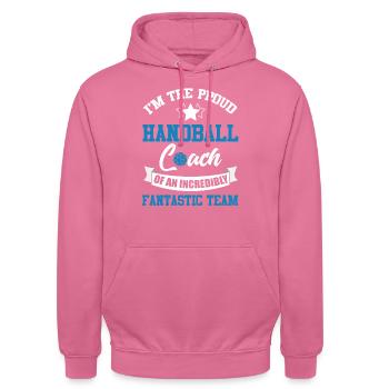 Handball entraîneur de handball balle équipe - Sweat-shirt à capuche unisexe - rose - Devant - Alina (178cm) & Michal (187cm)