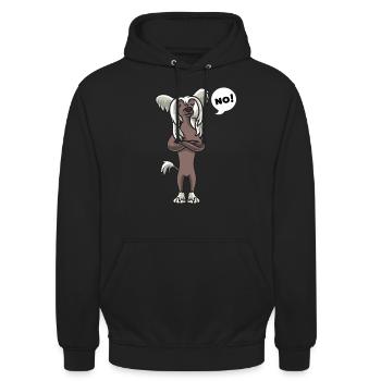 Sturer Chinesischer Schopfhund - Unisex Hoodie - Schwarz - Vorne - Alina (178cm) & Michal (187cm)