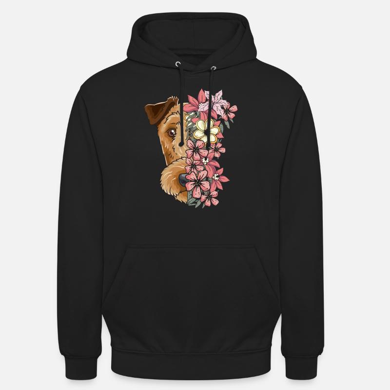 Terrier irlandais avec des fleurs - Sweat-shirt à capuche unisexe - noir
