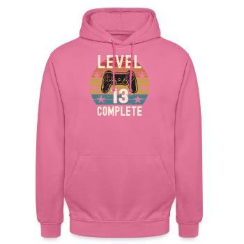 Gamer 13. Geburtstag Level 13 - Unisex Hoodie - Pink - Vorne - Alina (178cm) & Michal (187cm)