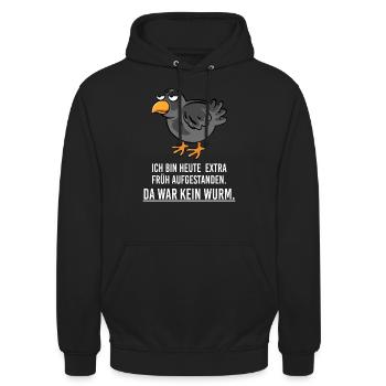 Vogel Wurm - Unisex Hoodie - Schwarz - Vorne - Alina (178cm) & Michal (187cm)