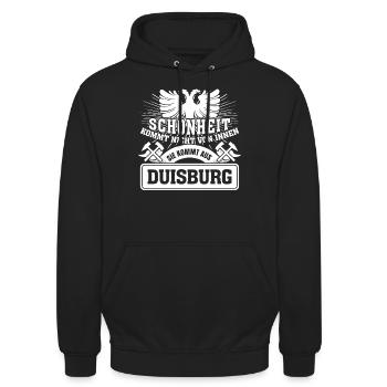 Duisburg Duisburgerin Wappen Duisburger - Unisex Hoodie - Schwarz - Vorne - Alina (178cm) & Michal (187cm)