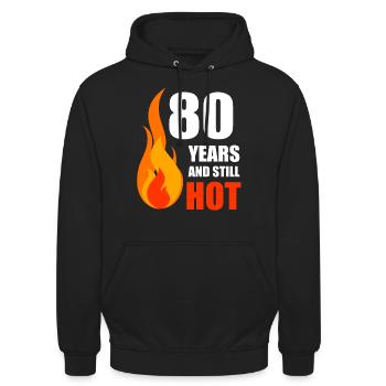80. Geburtstag 80 Spruch - Unisex Hoodie - Schwarz - Vorne - Alina (178cm) & Michal (187cm)