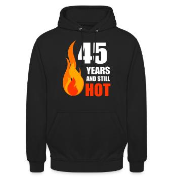 45. Geburtstag 45 Spruch - Unisex Hoodie - Schwarz - Vorne - Alina (178cm) & Michal (187cm)
