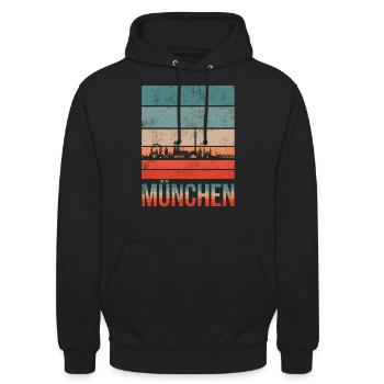München Skyline - Unisex Hoodie - Schwarz - Vorne - Alina (178cm) & Michal (187cm)