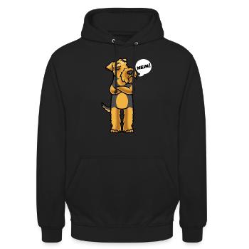Sturer Welsh Terrier Hund - Unisex Hoodie - Schwarz - Vorne - Alina (178cm) & Michal (187cm)
