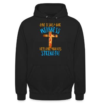 Jésus-Christ Jésus-Christ Jésus - Sweat-shirt à capuche unisexe - noir - Devant - Alina (178cm) & Michal (187cm)