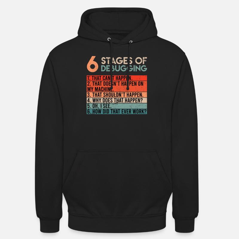 6 Stages of Debugging Informatiker Coder Software Unisex Hoodie
