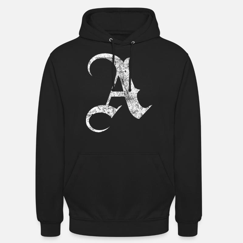 Tshirt alphabet initial A - Unisex Hoodie - black