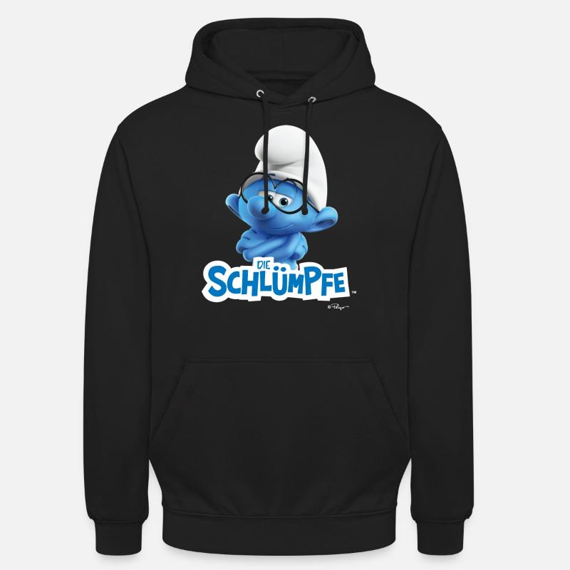 Il logo dei Puffi Schlaubi - Felpa con cappuccio unisex - nero
