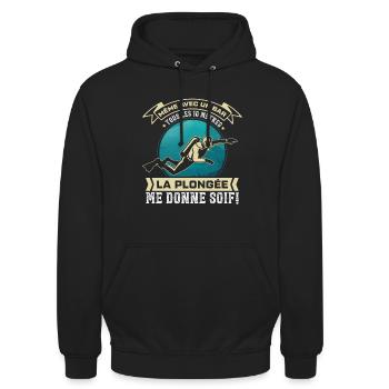 Humour | La plongée me donner soif - Sweat-shirt à capuche unisexe - noir - Devant - Alina (178cm) & Michal (187cm)