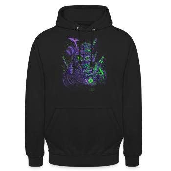 Roboter-Samurai - Unisex Hoodie - Schwarz - Vorne - Alina (178cm) & Michal (187cm)