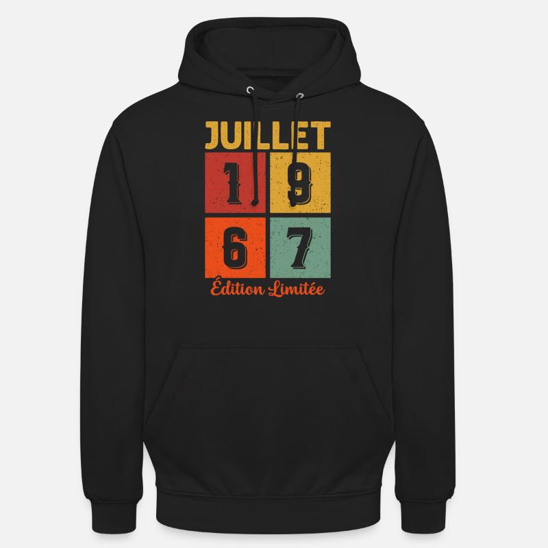 Juillet 1967 Édition limitée Cadeau D'anniversaire - Sweat-shirt à capuche unisexe - noir
