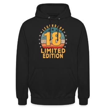 Geburtstag Legendary 18 Jahre Limited Edition - Unisex Hoodie - Schwarz - Vorne - Alina (178cm) & Michal (187cm)