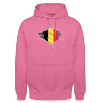 drapeau belge fier - Sweat-shirt à capuche unisexe - rose - Devant - Alina (178cm) & Michal (187cm)