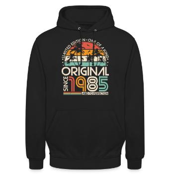 Original 1985 Vintage Jahrgang Geburtstag Retro - Unisex Hoodie - Schwarz - Vorne - Alina (178cm) & Michal (187cm)