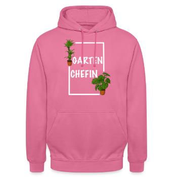 Garten Chefin lustiges Frauen Garten Outfit - Unisex Hoodie - Pink - Vorne - Alina (178cm) & Michal (187cm)