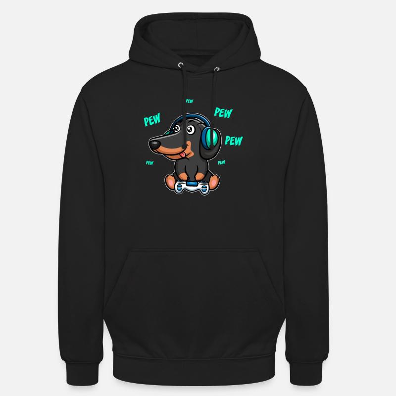Teckel joue à un jeu vidéo - Sweat-shirt à capuche unisexe - noir