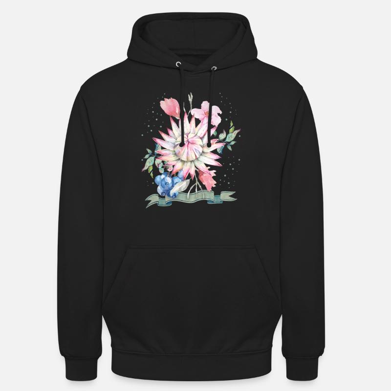 Aquarelle Protea, illustration protea - Sweat-shirt à capuche unisexe - noir