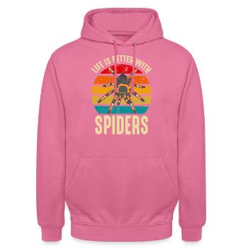 La vie est meilleure avec les araignées propriétaire arachnides - Sweat-shirt à capuche unisexe - rose - Devant - Alina (178cm) & Michal (187cm)