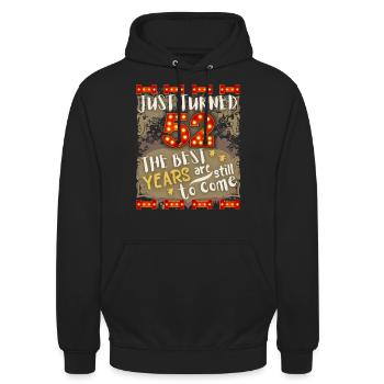 52. Geburtstag 52 Jahre alt Vintage-Design, Spruch - Unisex Hoodie - Schwarz - Vorne - Alina (178cm) & Michal (187cm)
