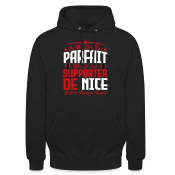 je ne suis pas parfait, supporteur de Nice . - Sweat-shirt à capuche unisexe - noir - Devant - Alina (178cm) & Michal (187cm)