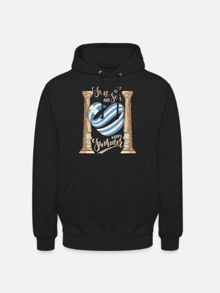 Sun and Sea Greece Holiday Ancient Ruins - Unisex Hoodie - black