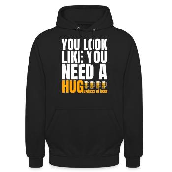 Beer Party Drinking Malle I need a Hug funny - Unisex Hoodie - black - Front - Alina (178cm) & Michal (187cm)