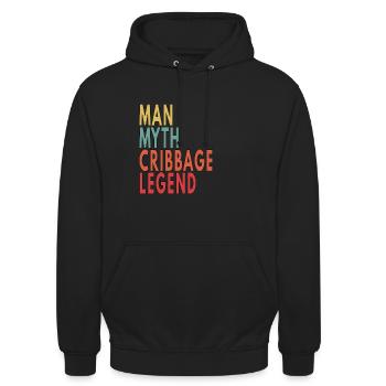 Cribbage Gift Man Myth Cribbage Legend - Unisex Hoodie - black - Front - Alina (178cm) & Michal (187cm)