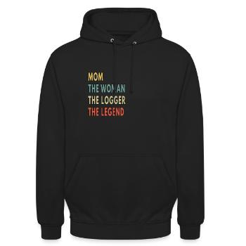 Mom The Woman The Logger The Legend - Unisex Hoodie - black - Front - Alina (178cm) & Michal (187cm)