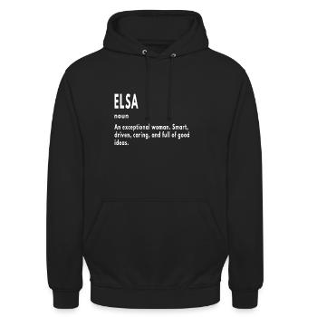 Elsa Gifts Noun An Exceptional Woman - Unisex Hoodie - black - Front - Alina (178cm) & Michal (187cm)