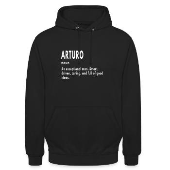 Arturo Gifts Noun An Exceptional Man - Unisex Hoodie - black - Front - Alina (178cm) & Michal (187cm)