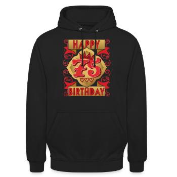 75. Geburtstag 75 Jahre alt Spruch, Vintage-Design - Unisex Hoodie - Schwarz - Vorne - Alina (178cm) & Michal (187cm)