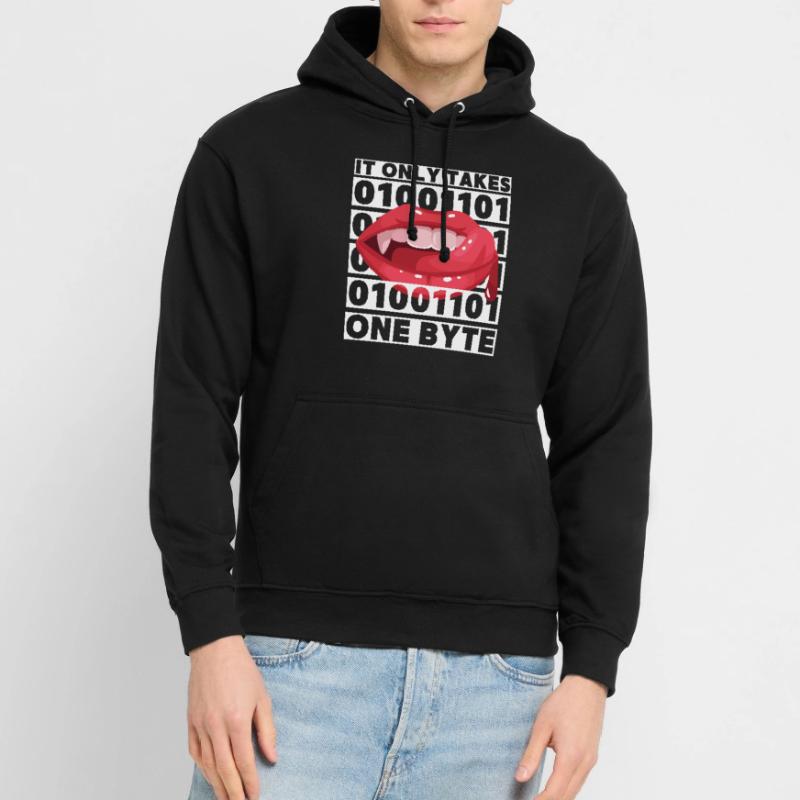Bit Bytes Binäre Computernerd, Vampir, Spruch, Pun Unisex Hoodie