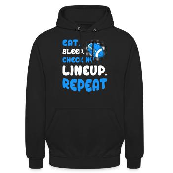 Mangez Dormez Vérifiez ma programmation Répétez Fantasy Football - Sweat-shirt à capuche unisexe - noir - Devant - Alina (178cm) & Michal (187cm)