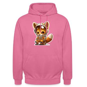 Mignon Fox Space Astronaute Planète Espace - Sweat-shirt à capuche unisexe - rose - Devant - Alina (178cm) & Michal (187cm)