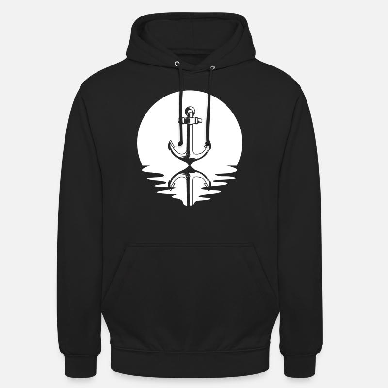 Cercle et réflexion - Ancre - - Sweat-shirt à capuche unisexe - noir