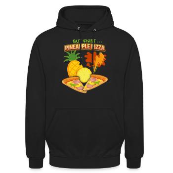 Ananas-Pizza, Pineapple-Pizza, Pizza-Hawaii Spruch - Unisex Hoodie - Schwarz - Vorne - Alina (178cm) & Michal (187cm)
