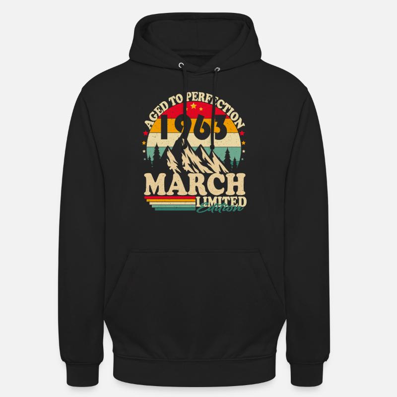 Mars 1963 Anniversaire Rétro - Sweat-shirt à capuche unisexe - noir