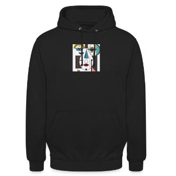 visage abstrait envieux, coloré - Sweat-shirt à capuche unisexe - noir - Devant - Alina (178cm) & Michal (187cm)