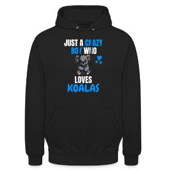 Crazy Boy Australie Animal Gift Koala - Sweat-shirt à capuche unisexe - noir - Devant - Alina (178cm) & Michal (187cm)