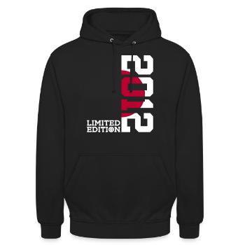 LIMITED EDITION 2012 JAPAN 14. GEBURTSTAG - Unisex Hoodie - Schwarz - Vorne - Alina (178cm) & Michal (187cm)