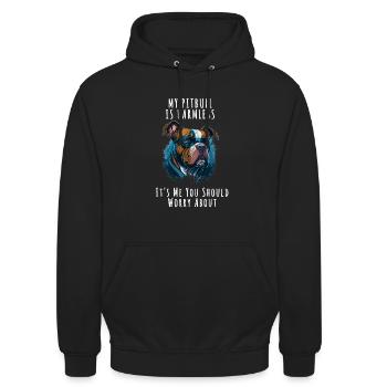 my pitbull is harmless quote dog items owner - Unisex Hoodie - black - Front - Alina (178cm) & Michal (187cm)