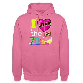 Années 70 Humour cadeau Tendance Rétro - Sweat-shirt à capuche unisexe - rose - Devant - Alina (178cm) & Michal (187cm)