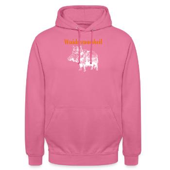 Waidmannsheil I Keiler Jagd Motiv - Unisex Hoodie - Pink - Vorne - Alina (178cm) & Michal (187cm)
