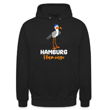 Hamburg Flamingo Norddeutschland Möwen Shirt - Unisex Hoodie - Schwarz - Vorne - Alina (178cm) & Michal (187cm)