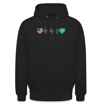 Kasachstan - Unisex Hoodie - Schwarz - Vorne - Alina (178cm) & Michal (187cm)