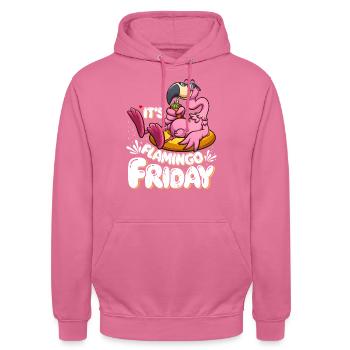 Flamants roses C’est Flamingo Friday Flamingo Party - Sweat-shirt à capuche unisexe - rose - Devant - Alina (178cm) & Michal (187cm)