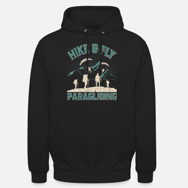 Hike and Fly Paragliding Gleitschirmflieger - Unisex Hoodie - Schwarz