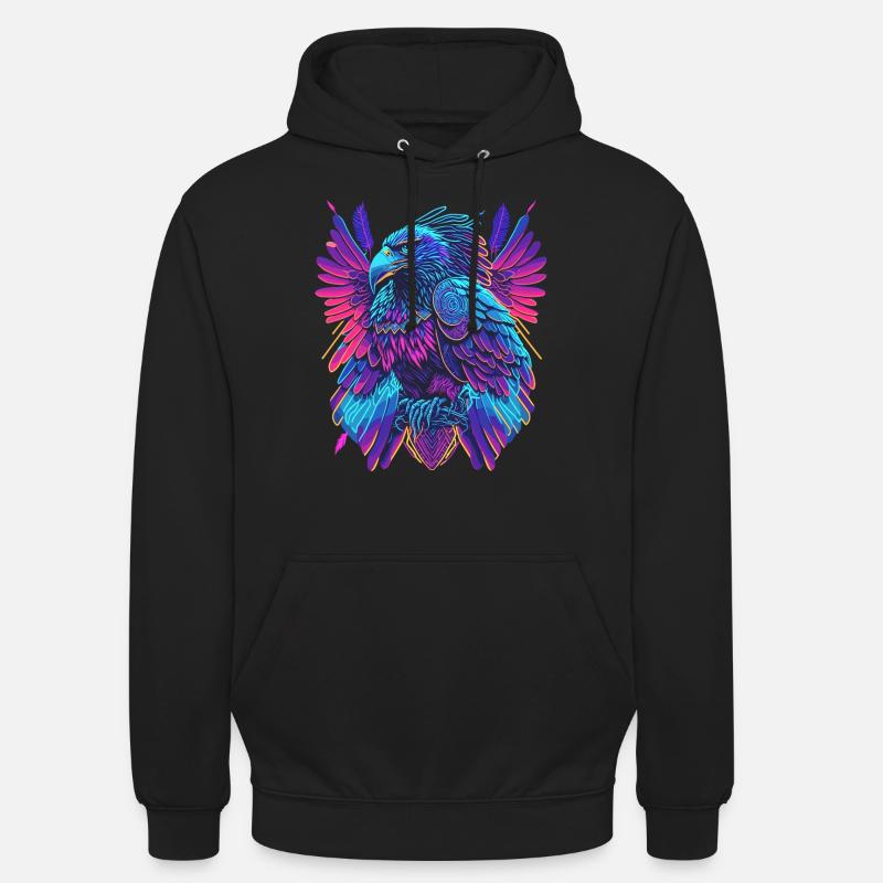 Néon Adler Synthwave Adler - Sweat-shirt à capuche unisexe - noir